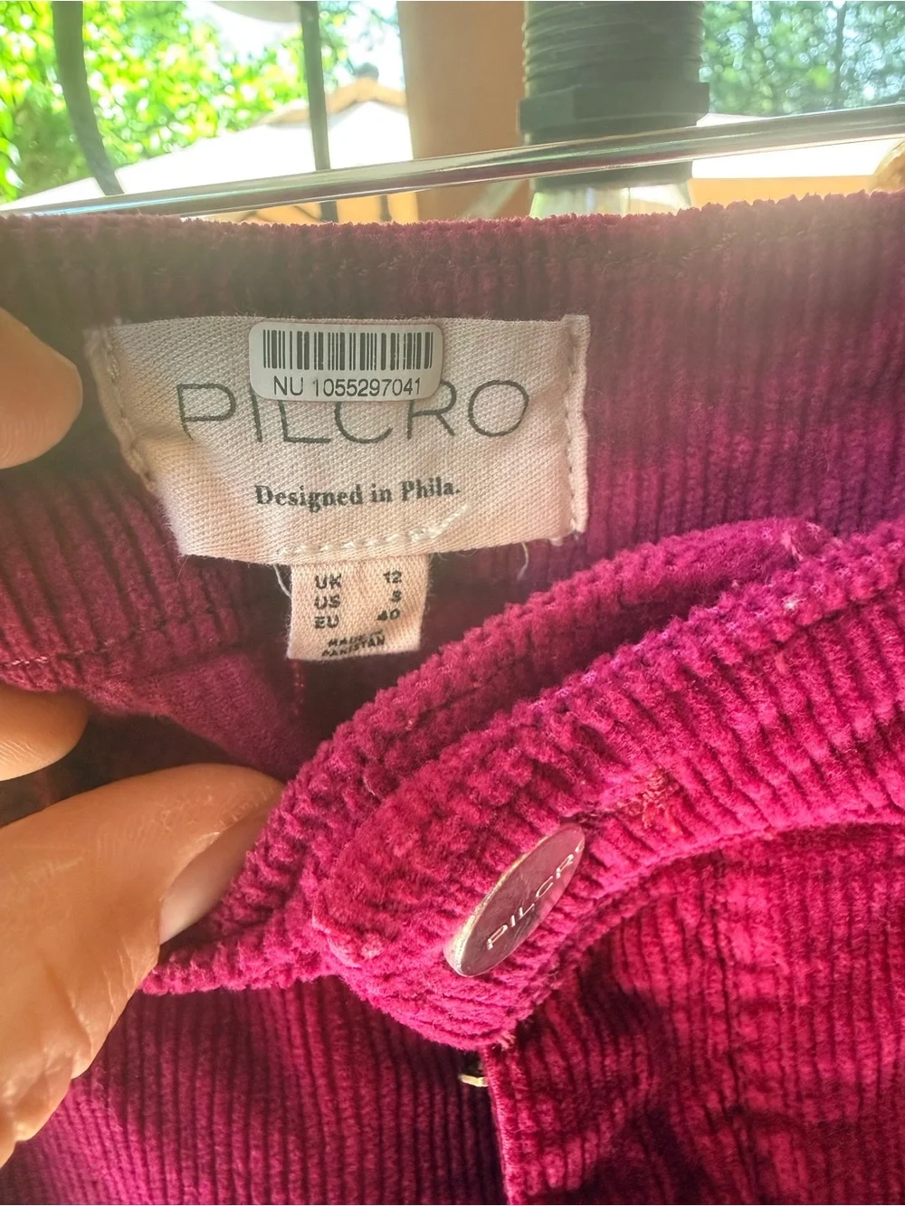 Anthropologie Plum Corduroy Maxi Skirt with Front Slit